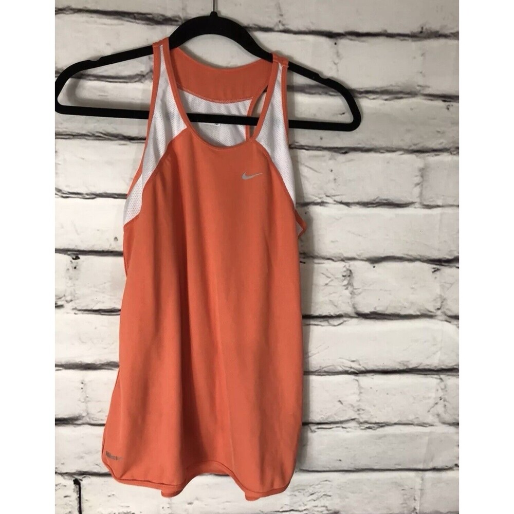 Nike DRI-FIT Womens Size M Orange/White Tanktop